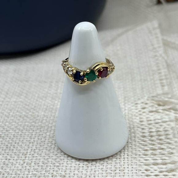 Vintage Gold Over Sterling 925 Multi-Stone Ring – Size 4.75 - Picture 12 of 17